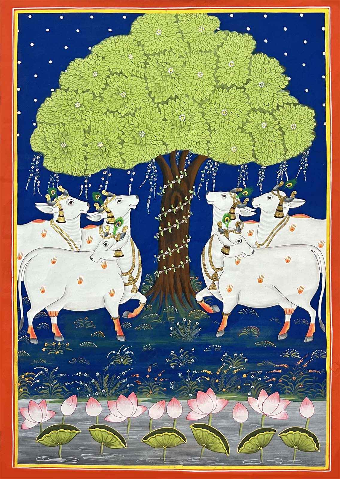 Handmade Cows & Tree of Life Painting