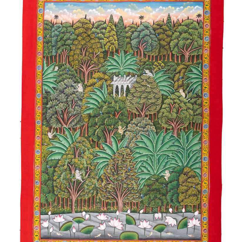 A forest scene with temple