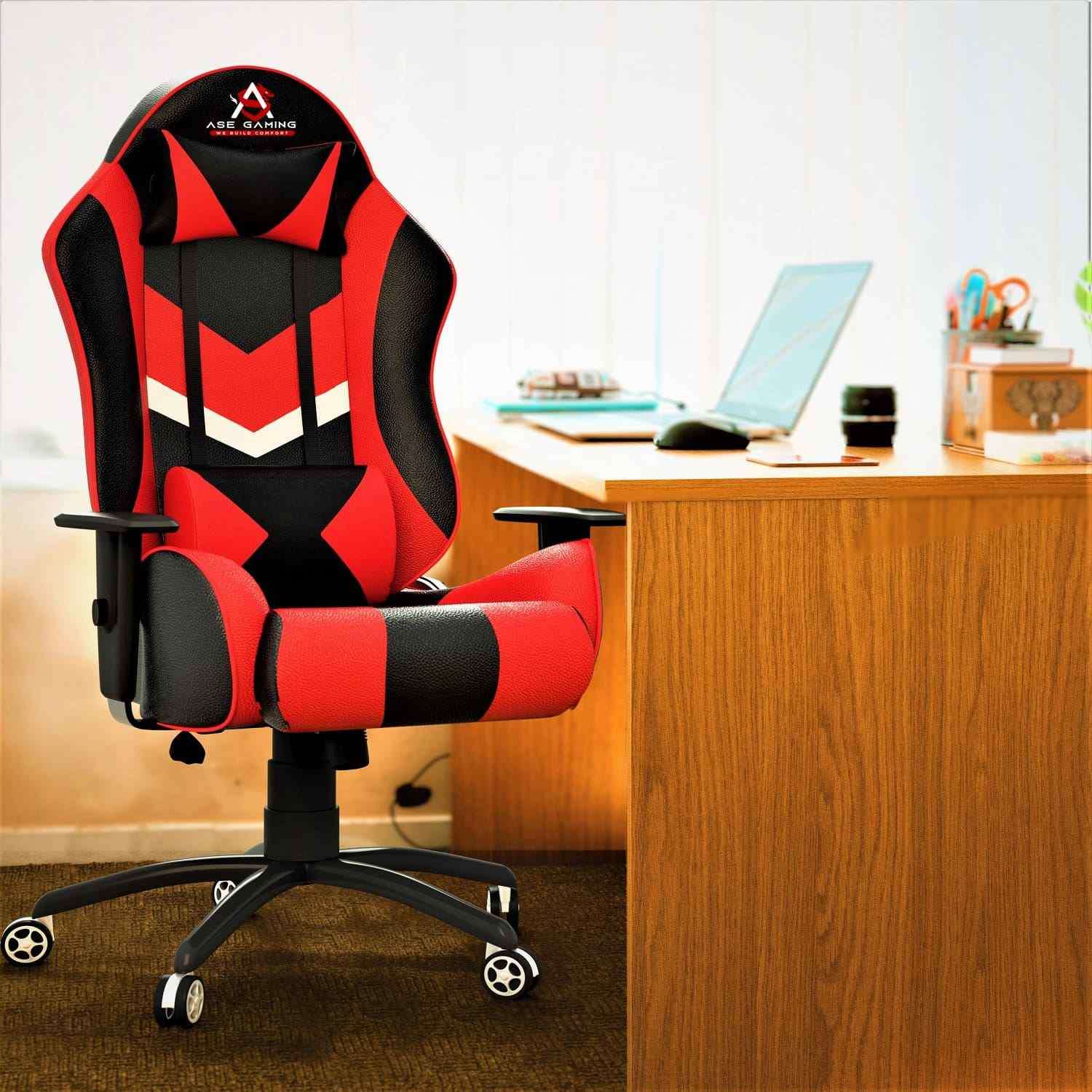 ASE Gaming Gold Series Gaming Chair with 180 Degree Recline (Red & Black)