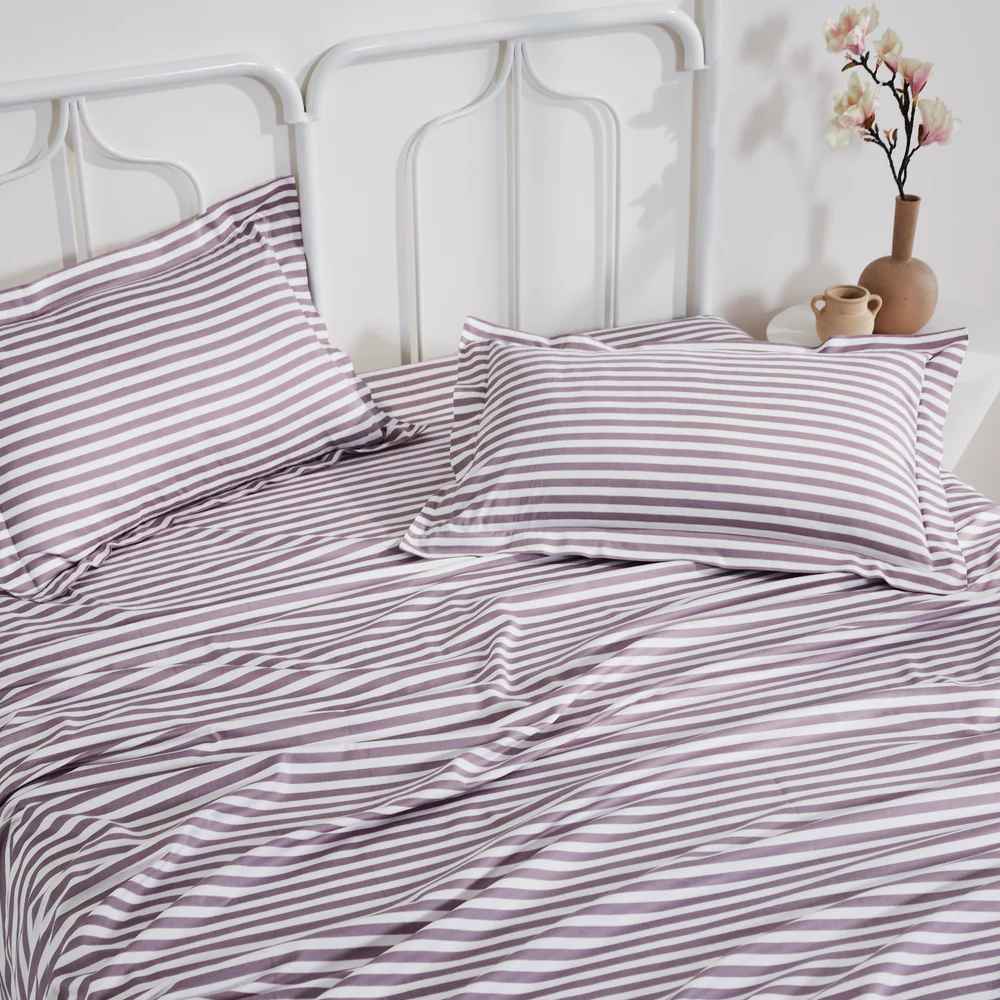 Stripe Plain Bedsheet - 400Tc