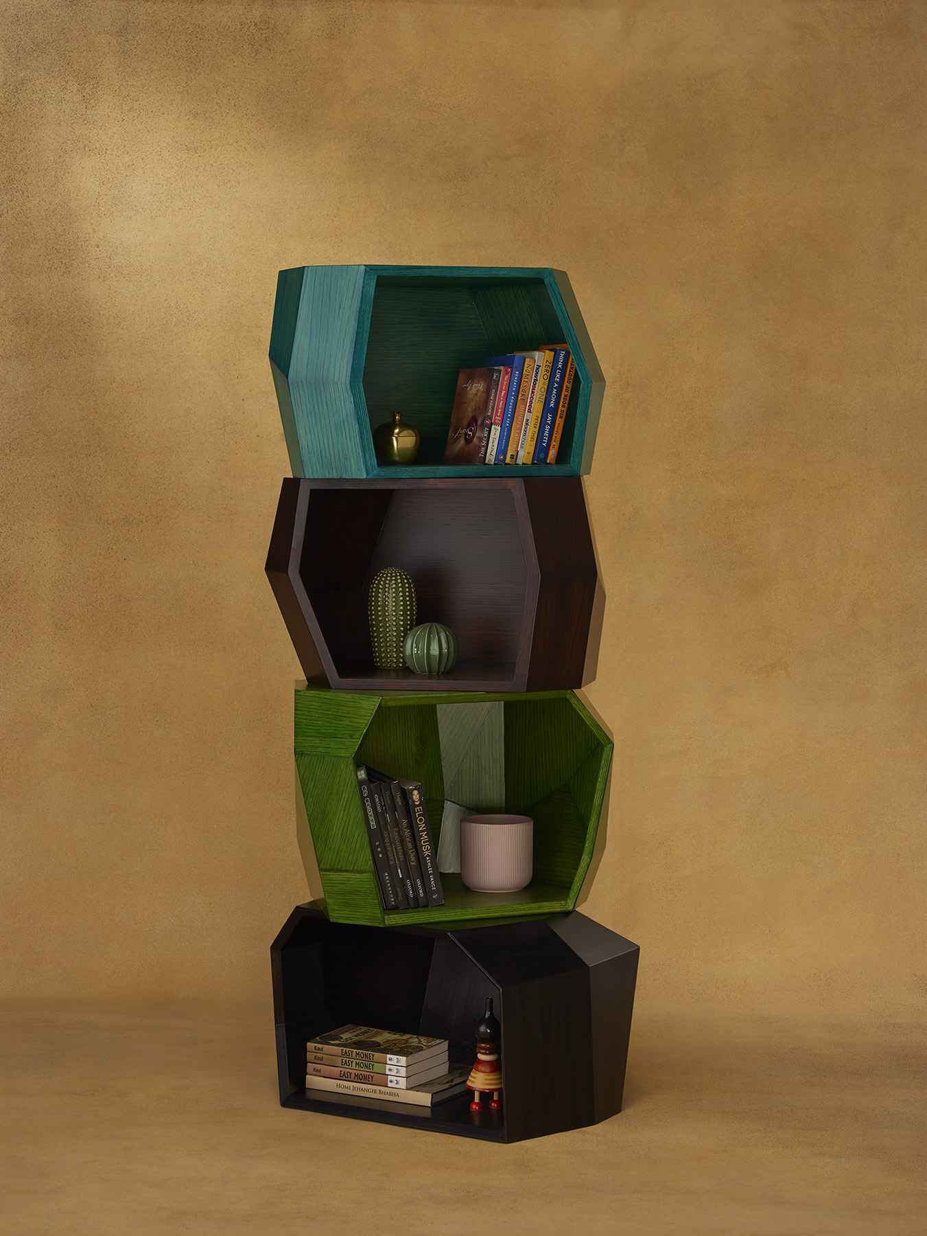 Id-Century Bookshelf, Wide Tower, Acorn