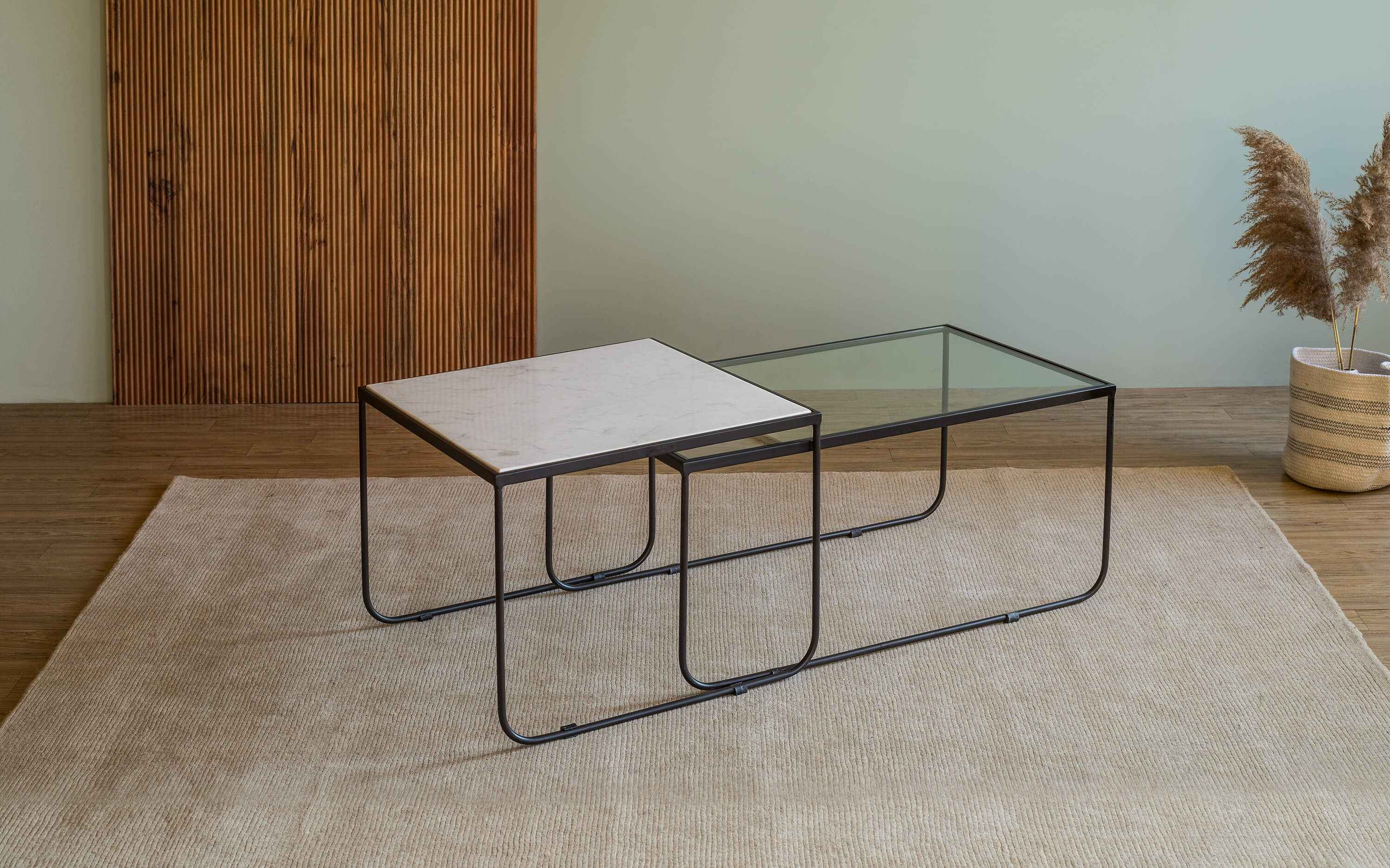 Jasper Glass Nested Table Set Of 2