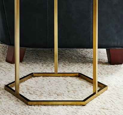Dual Tiered Black Marble Side Table Black