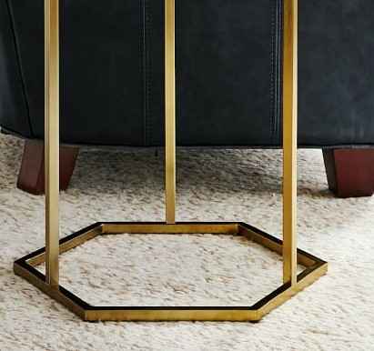 Dual Tiered Gold Marble Side Table Gold