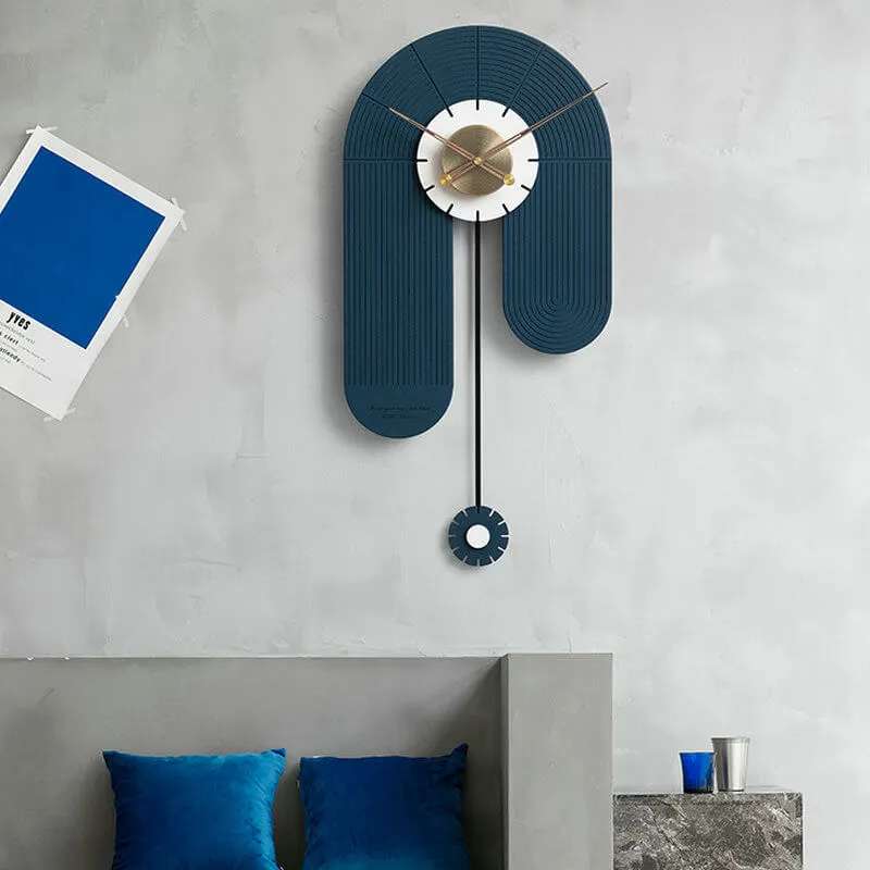 U-Turn Wood Wall Clock (Blue&White)