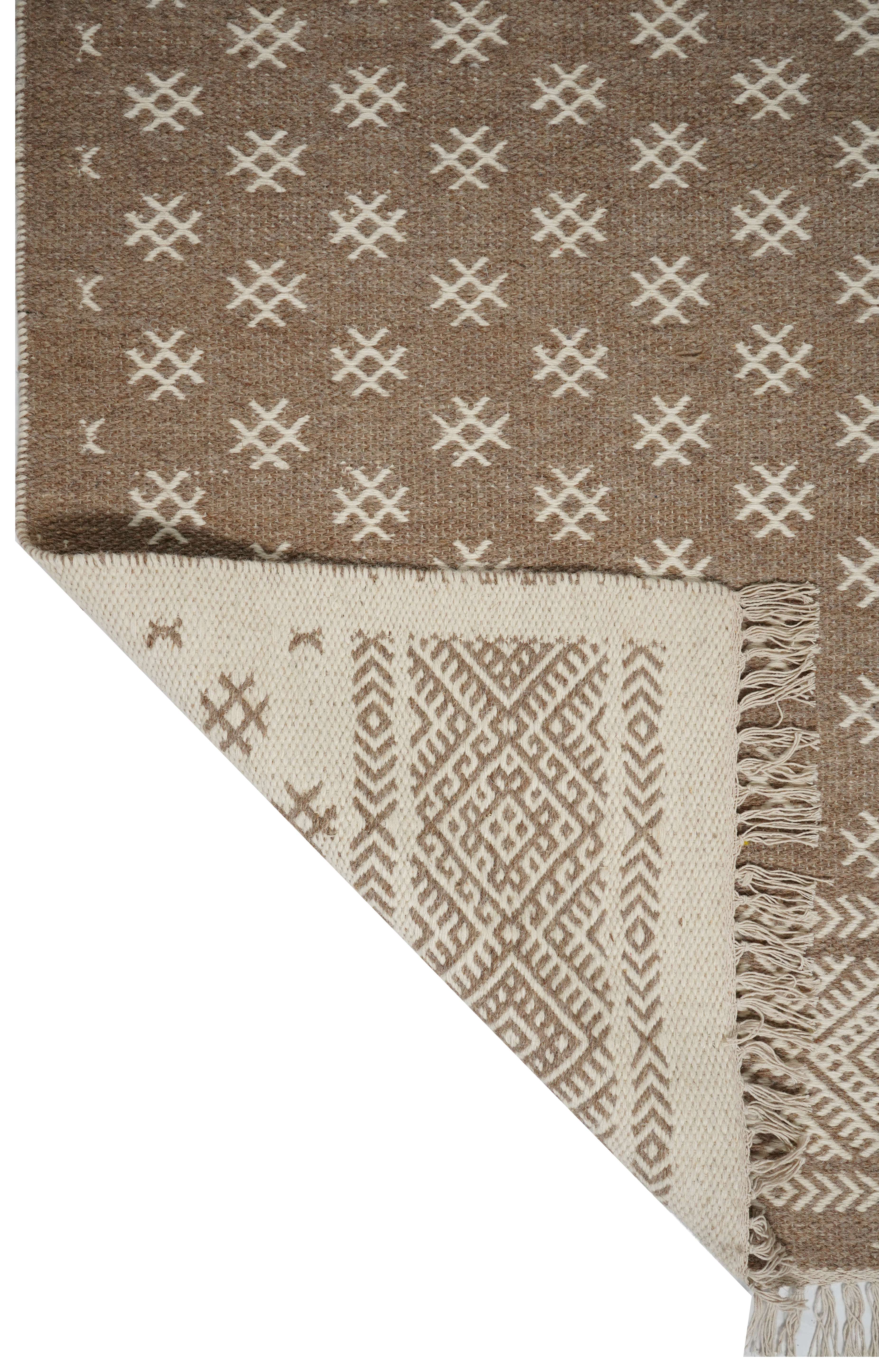 CREAM & BROWN SPIDER WEAVE RUG