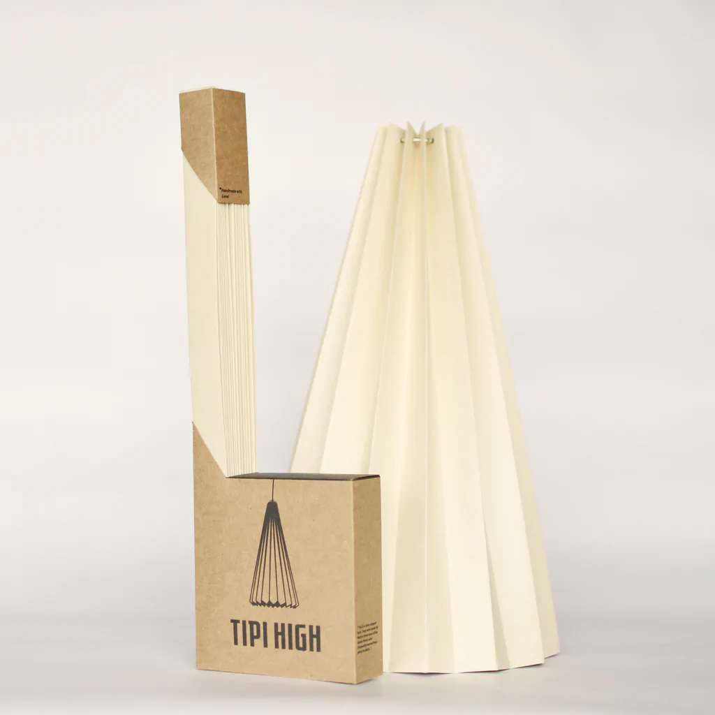 Beige Paper Origami Lampshade; Tipi High Single Pack