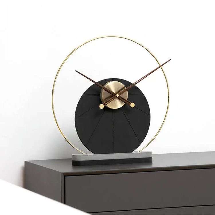 Geometry Wood Table Clock Silver