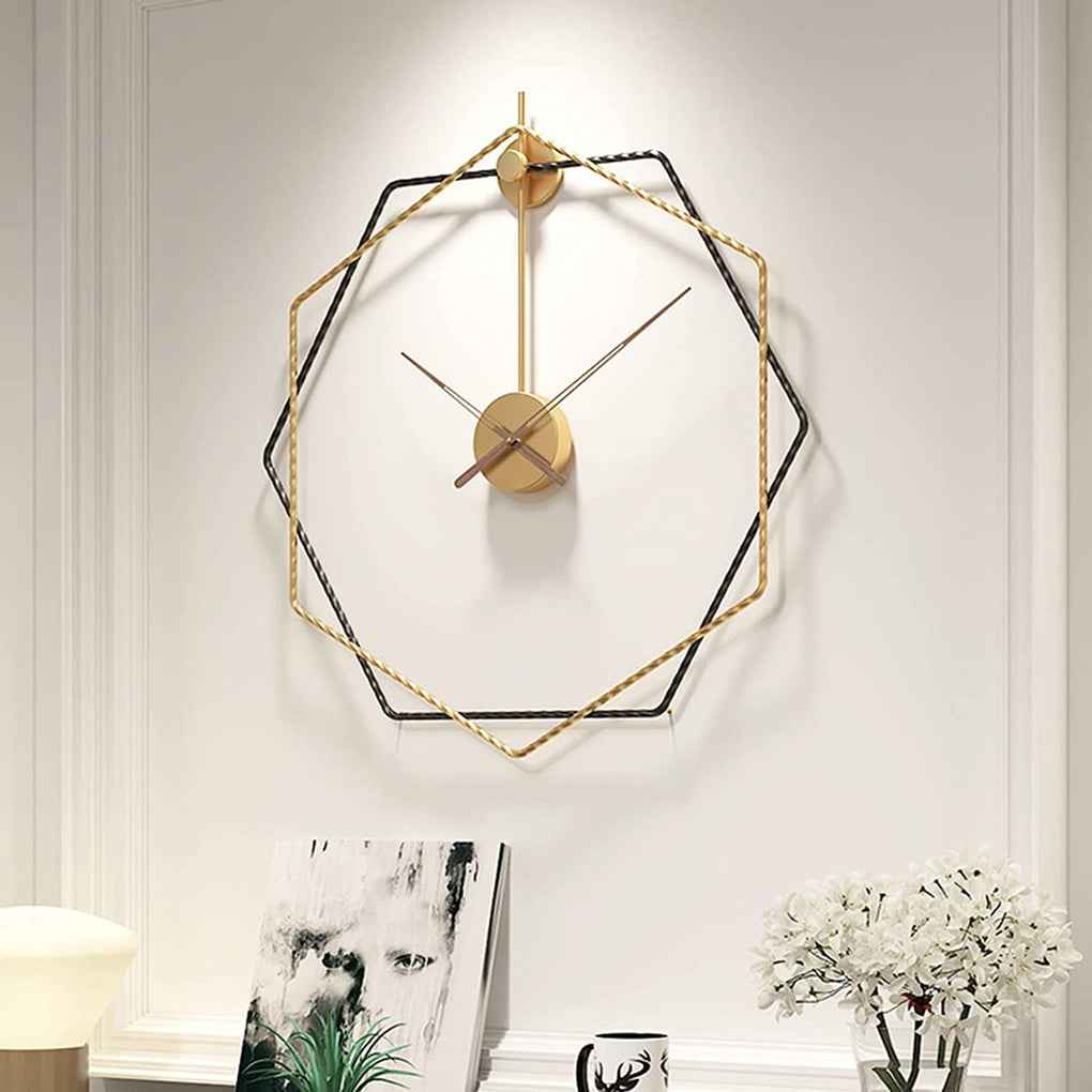 Long Time Disk Station Wall Clock Gold & Black