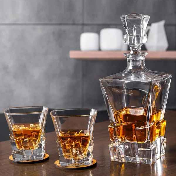 Diamond Whiskey Crystal Decanter Set With Glasses