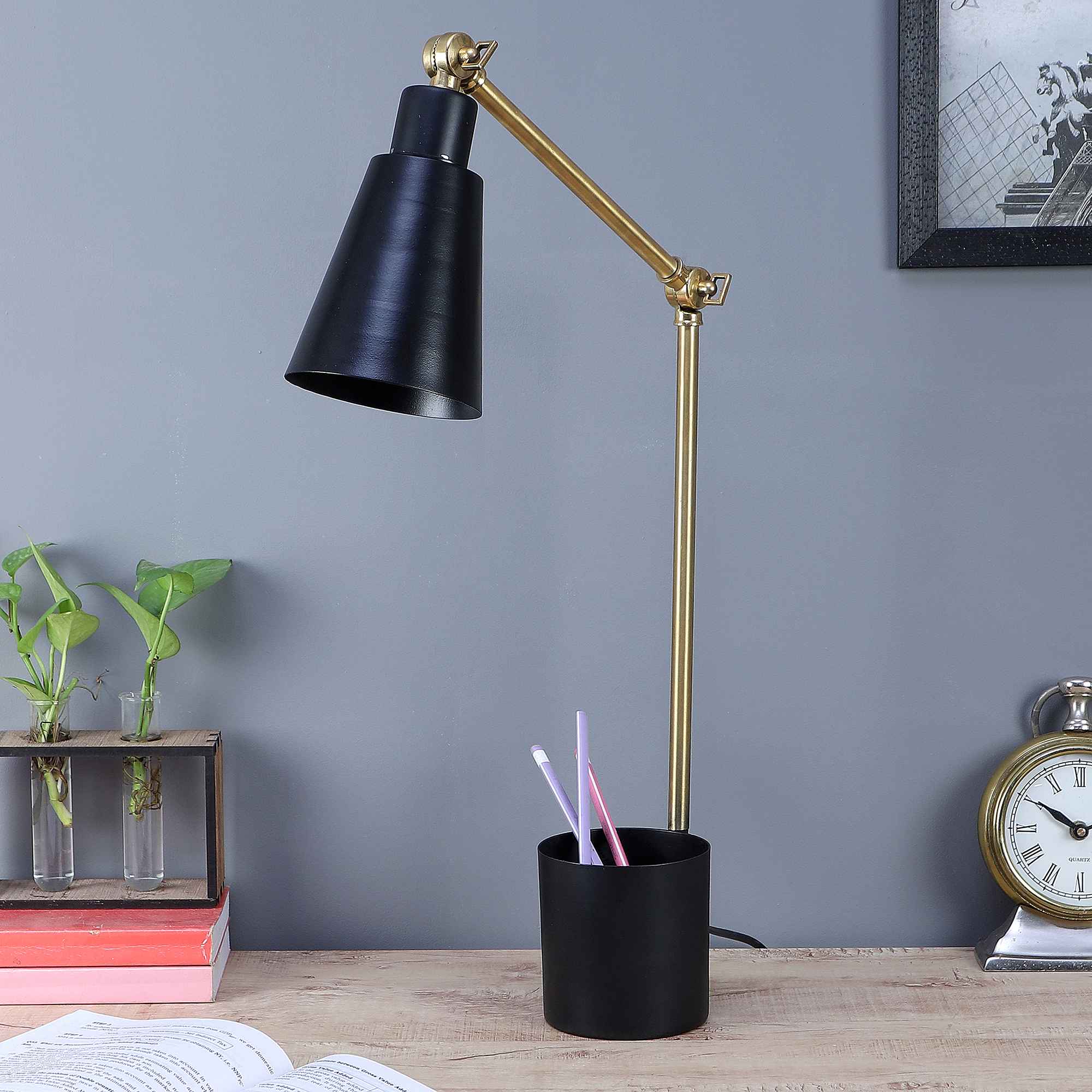 Hadley Black Table Lamp With Metal Base