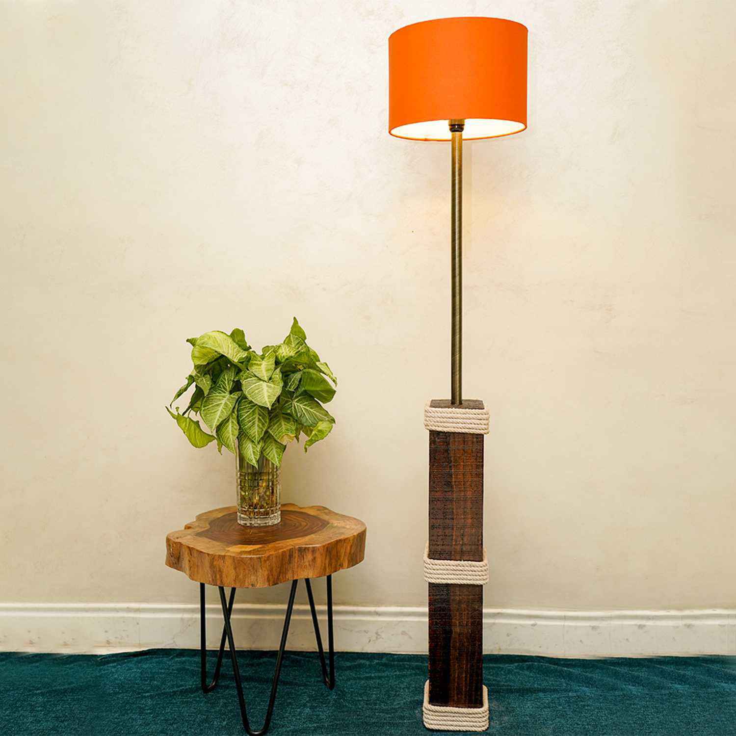 Rustic Wood slice floor Lamp (Sheesham Wood)