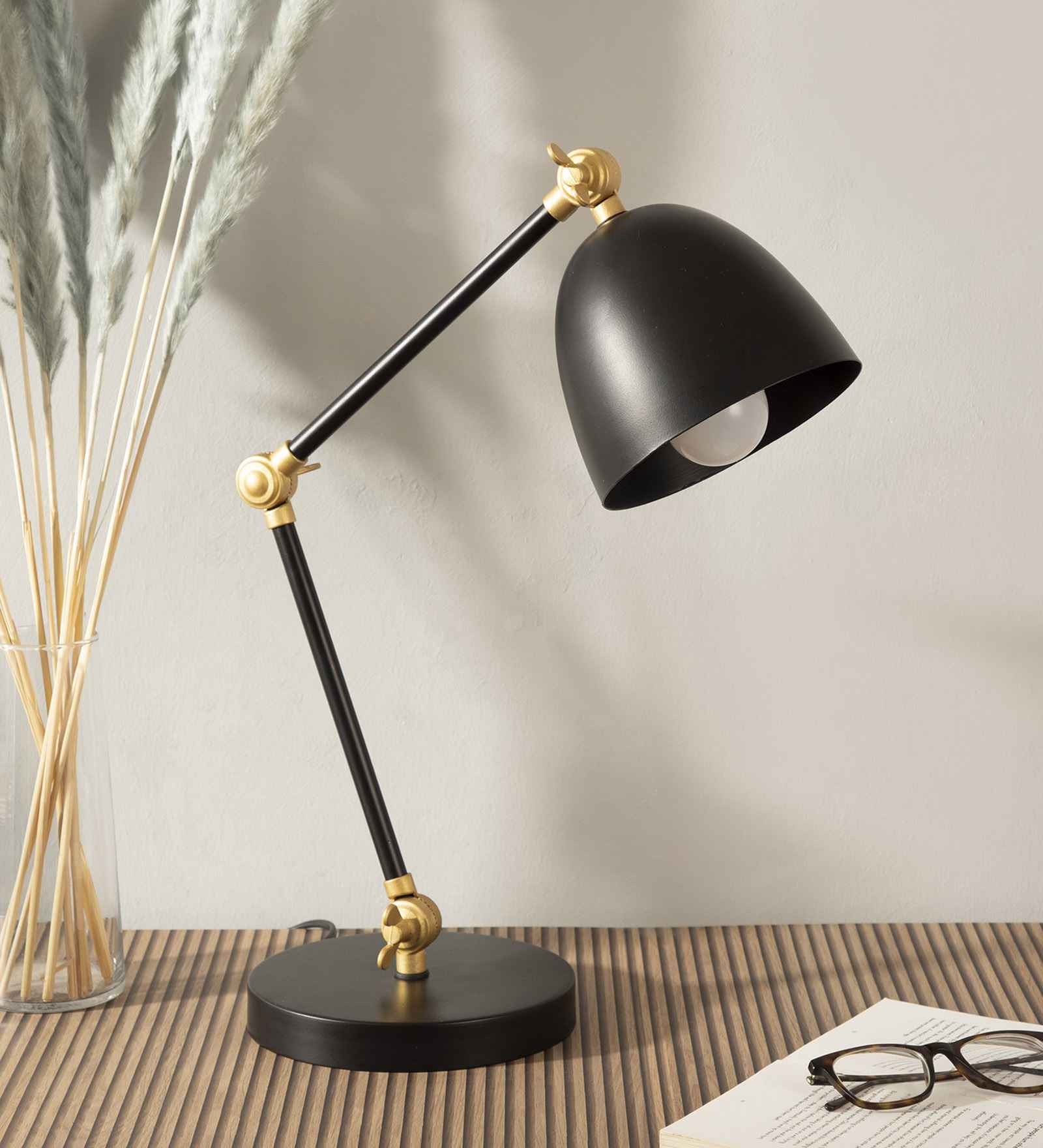 Hadley Black Table Lamp With Metal Base