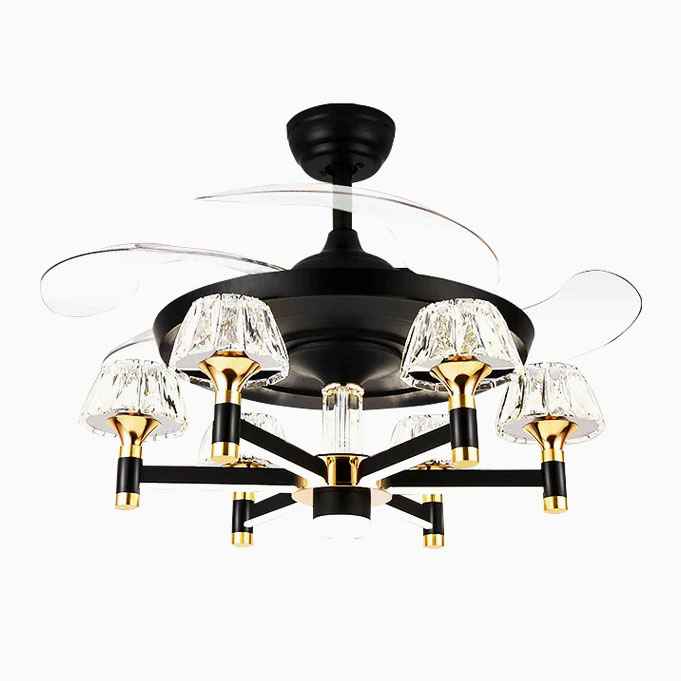 Contemporary Chic Crystal Chandelier Ceiling Fan With Remote Control