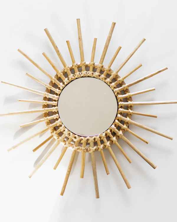 Sunshine Round Cane Mirror