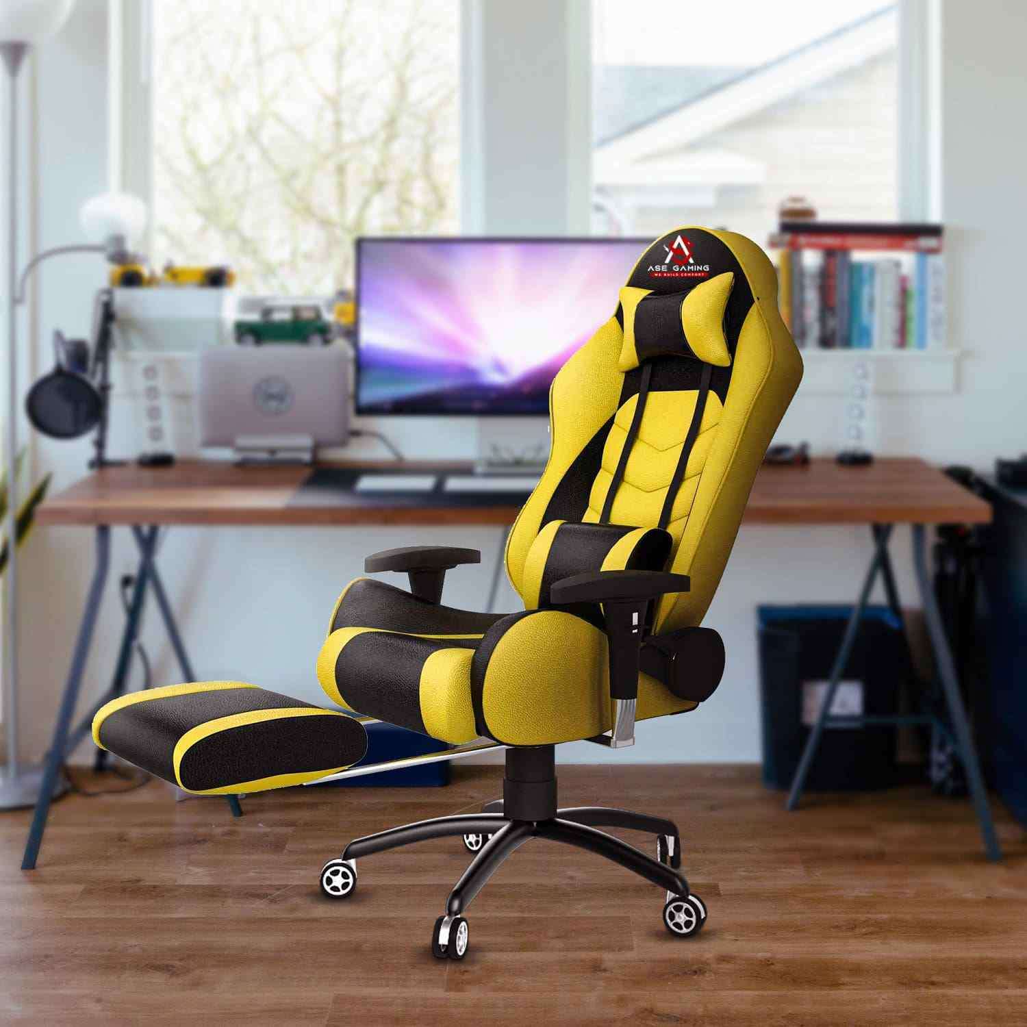 ASE Gaming Gold Series Gaming Chair with 180 Degree Recline (Full Black)