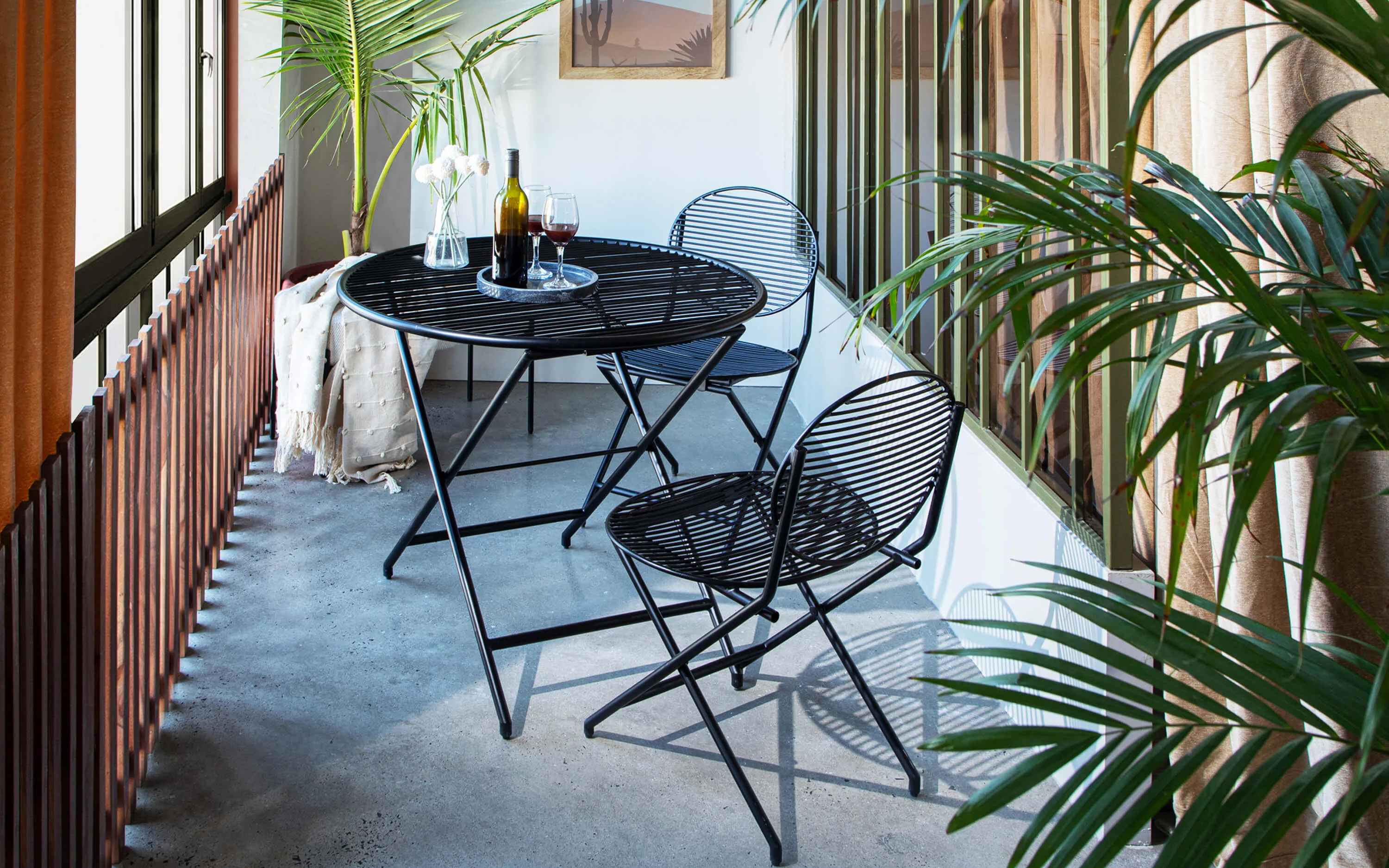 Patio Black Table Set With 2 Chairs