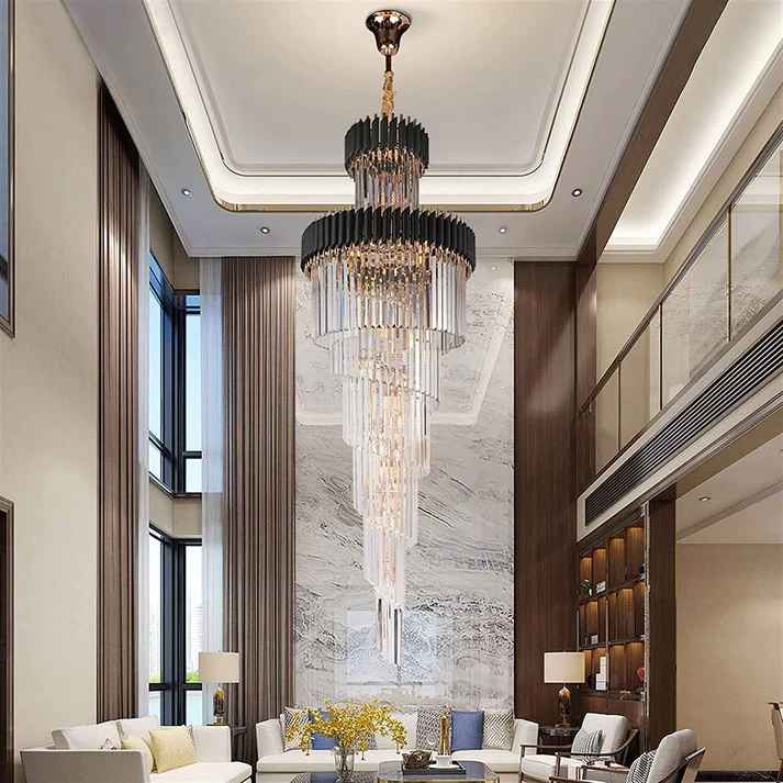 Luxury Modern Crystal Double Height Chandelier
