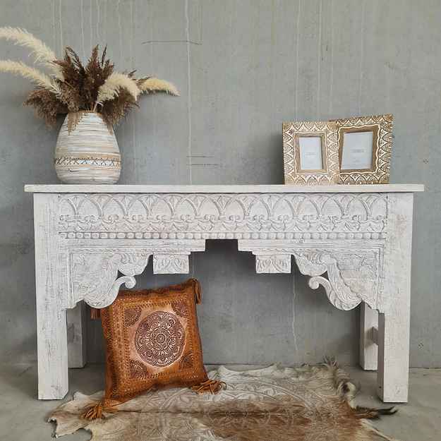 The Rajsamand Rustic White Console