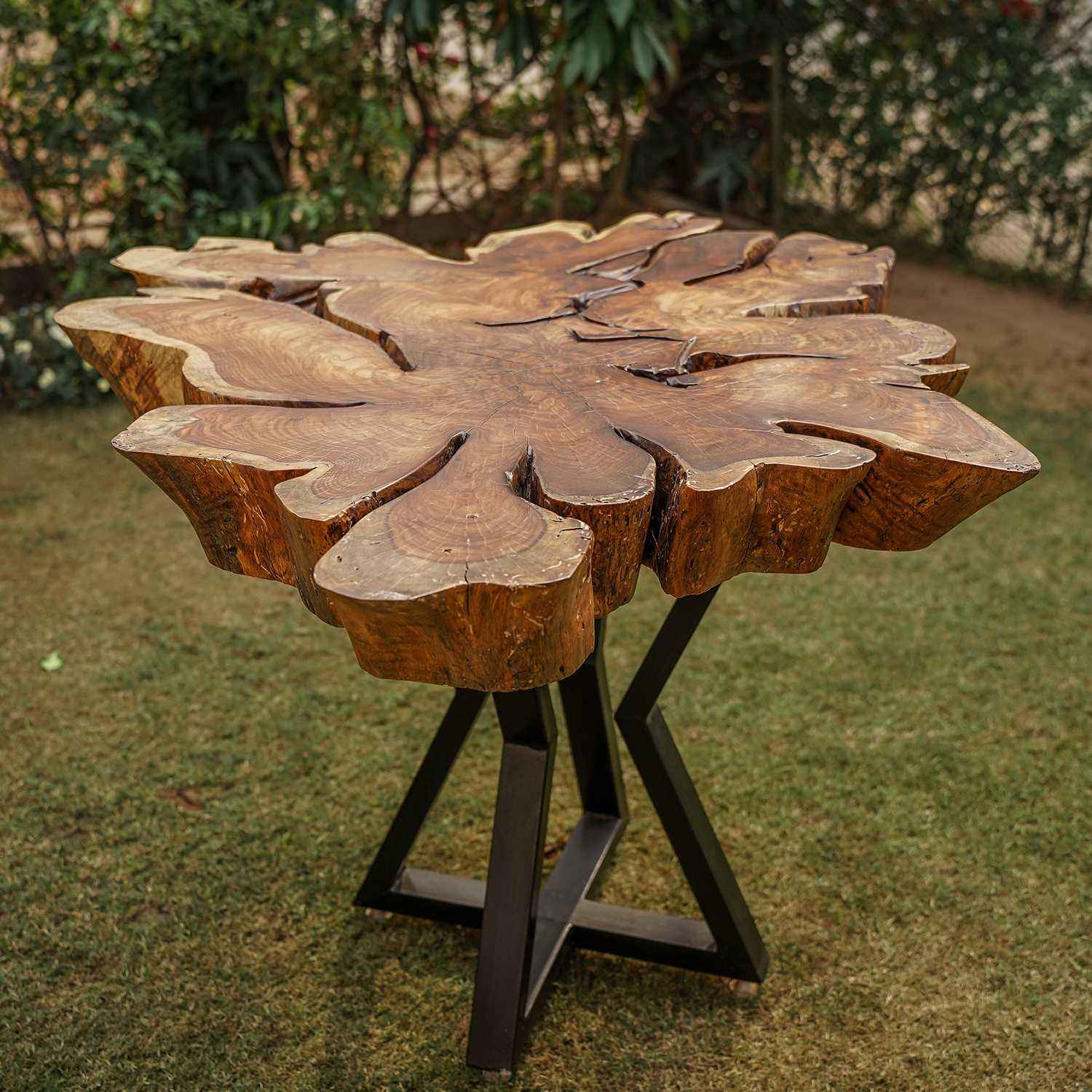 Wood Tree Slice Table With Hairpin Legs