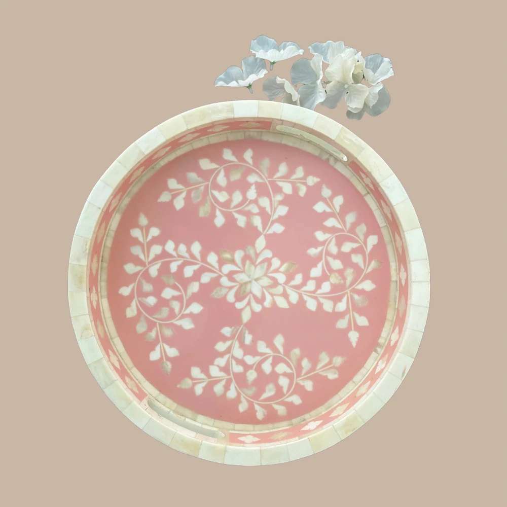 Bone Inlay Resin Tray- Pink