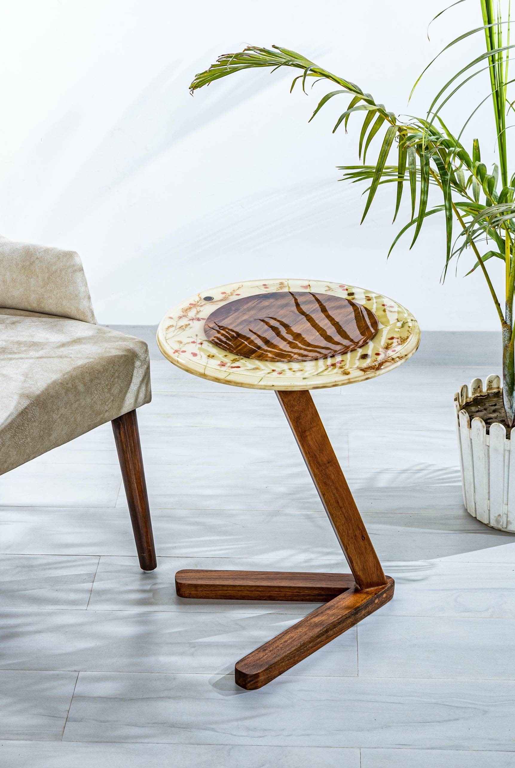 Three-Tiered Gold and Marble Side Table