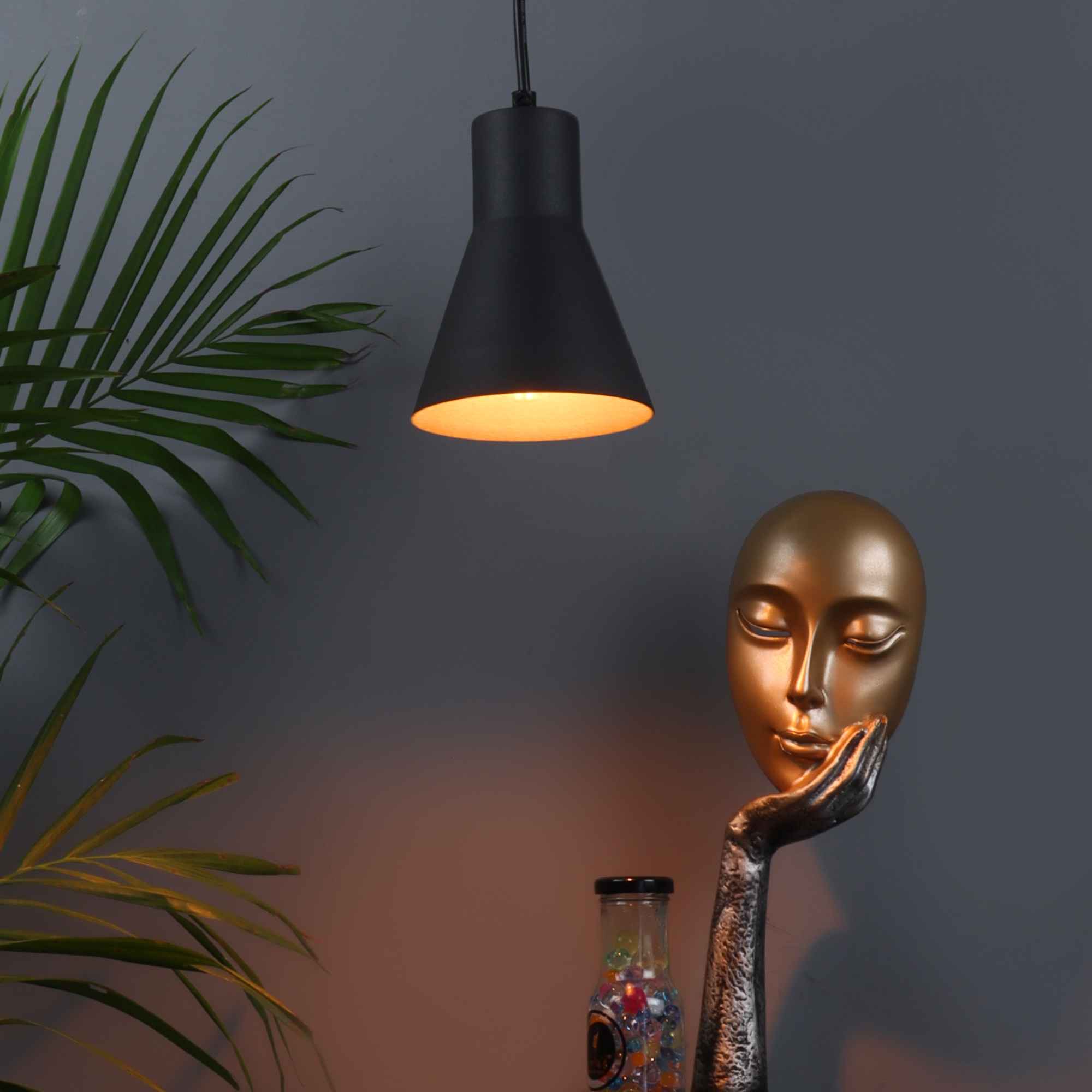 Vintage Industrial Black Metal Single Hanging Light