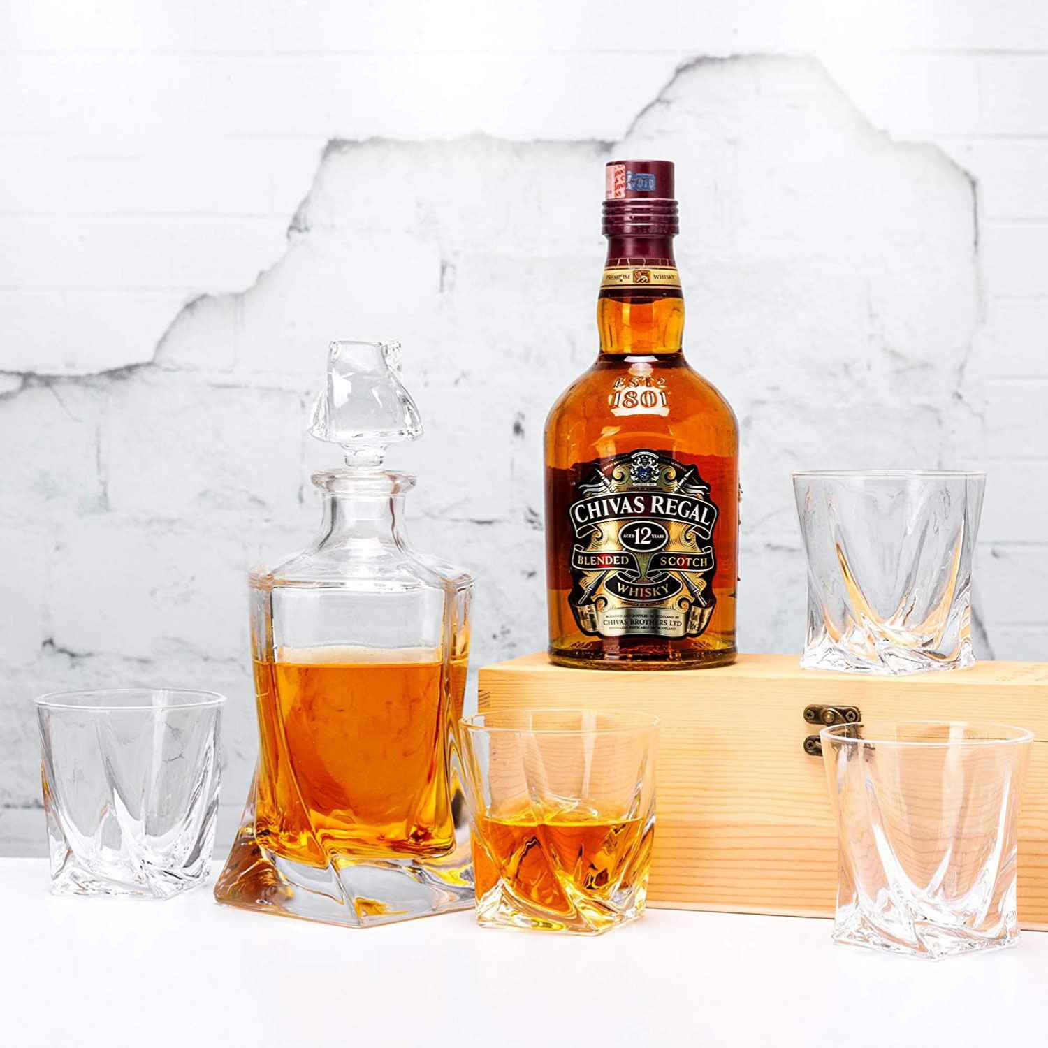 Diamond Whiskey Crystal Decanter Set With Glasses