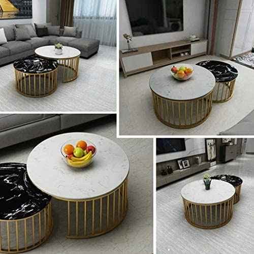 Dual Tiered Gold Marble Side Table Gold