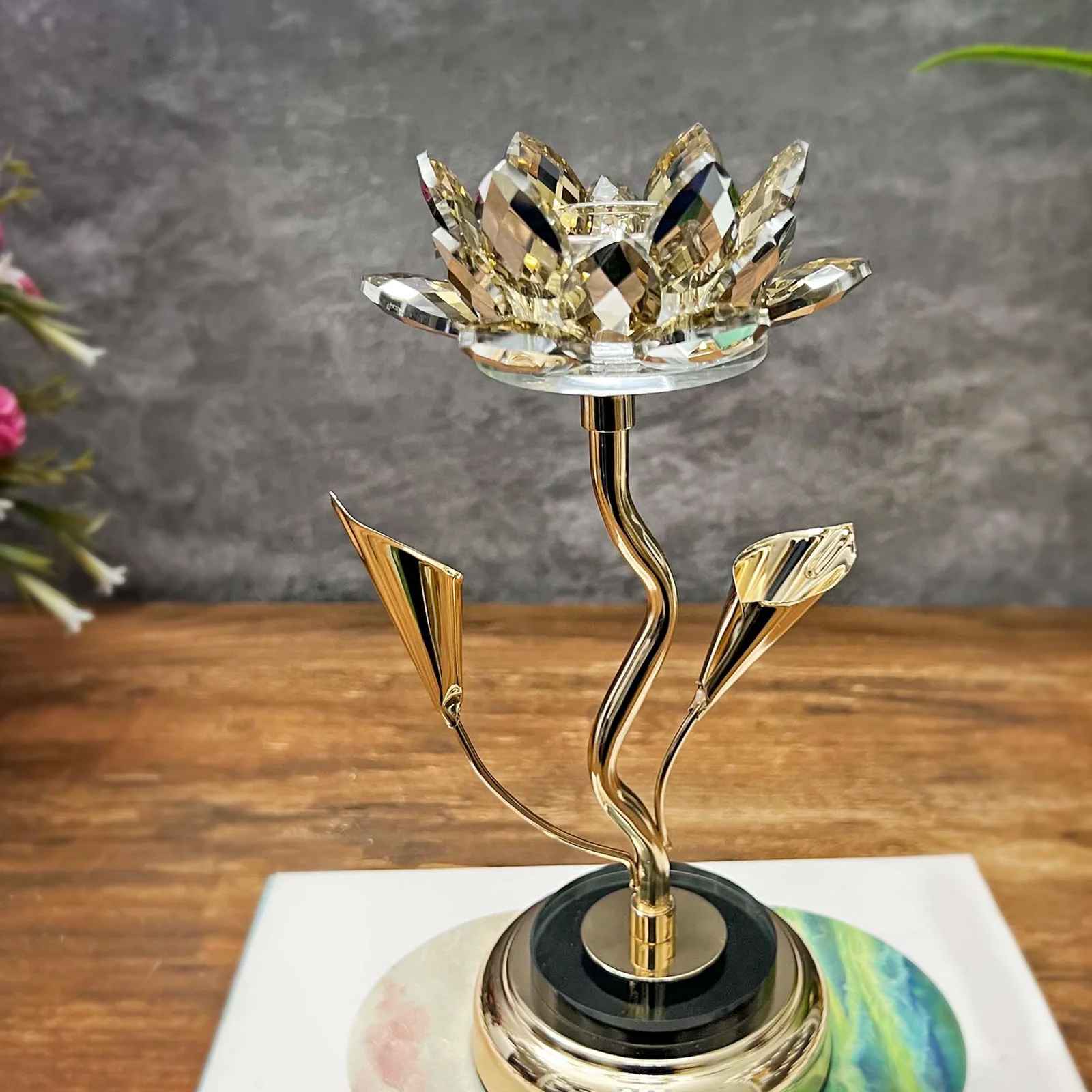 Crystal Lotus Flower Candle Holder