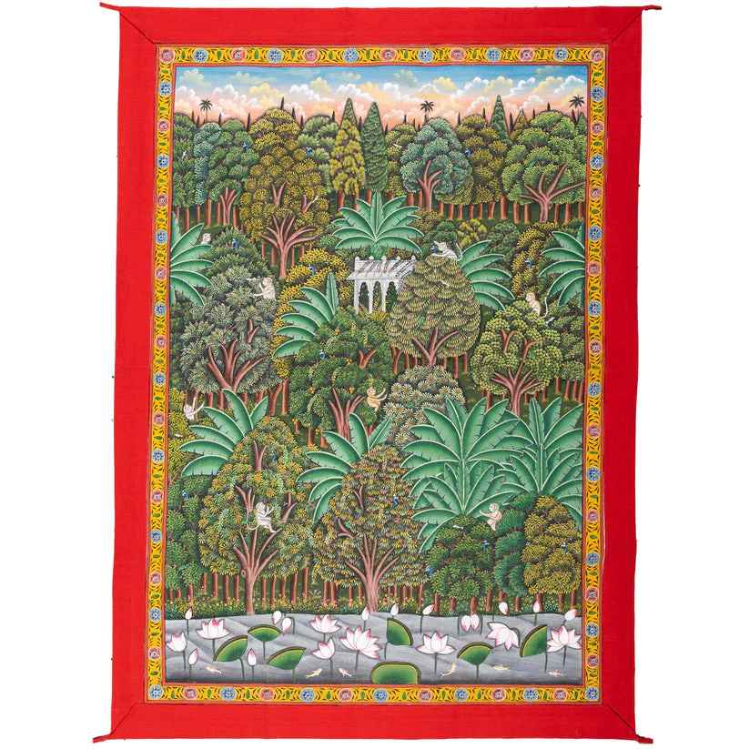 A forest scene with temple