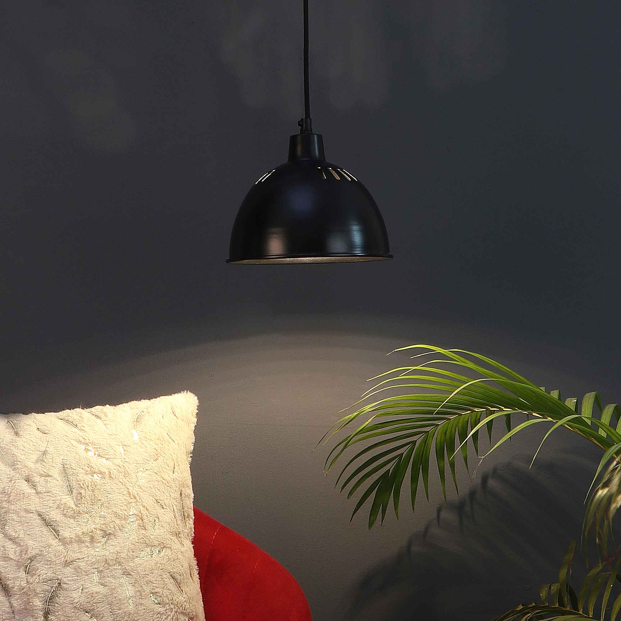 Vintage Industrial Black Metal Single Hanging Light