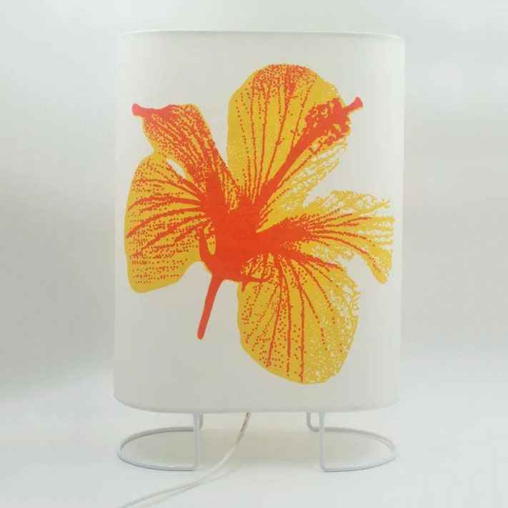 Orange Hibiscus Oval Table Lamp