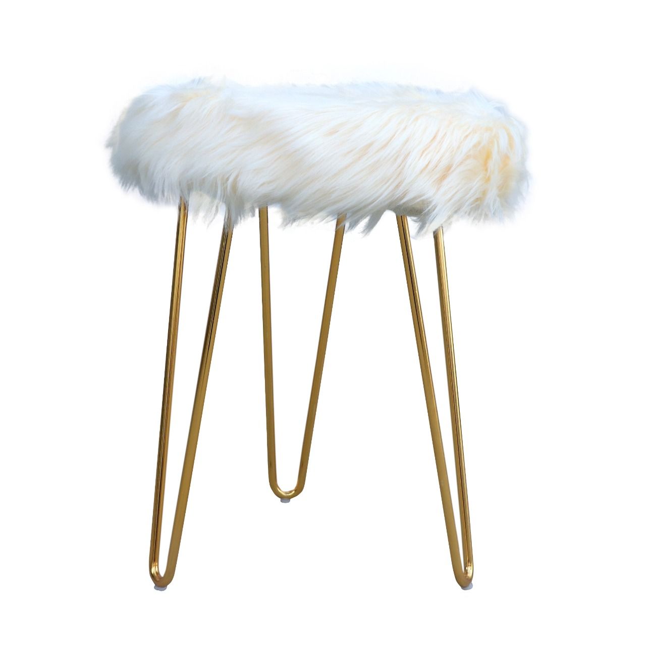 Modern Faux Fur Round Foot Rest Pouf